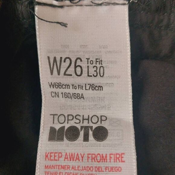 TOPSHOP MOTO Black Wide Leg Crop Jeans Gold Side Stripe 26 - Picture 11 of 13